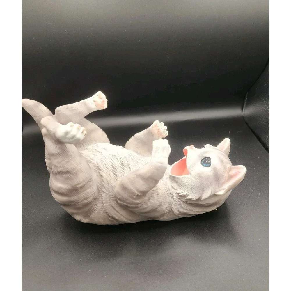 Gray Cat Tipsy Kitty Wine Bottle Holder Sculpture Unique Tabletop Wine Rack Used